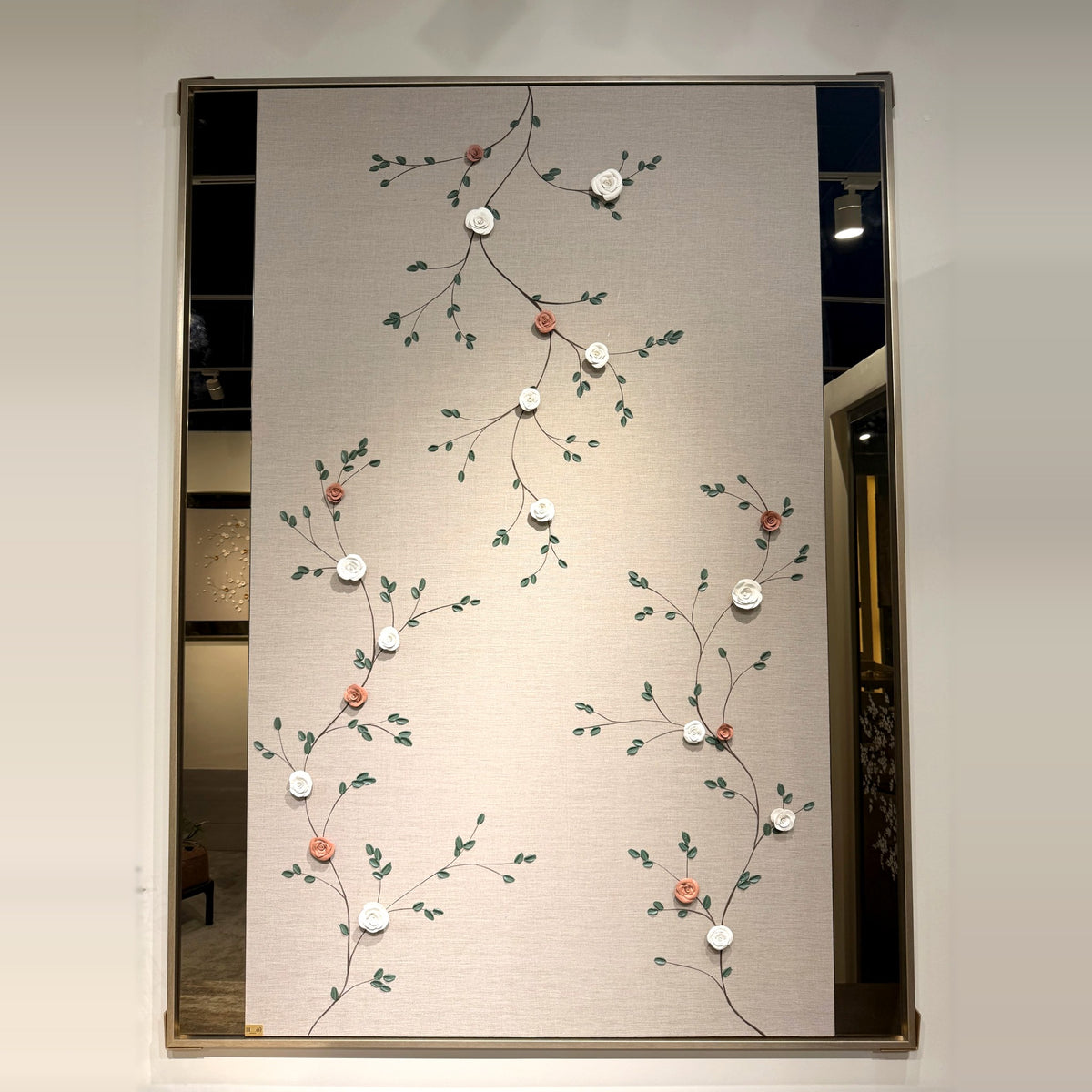 Rose Vine – Handmade 3D Floral Artwork with Bronze Mirror | 160 × 220 cm